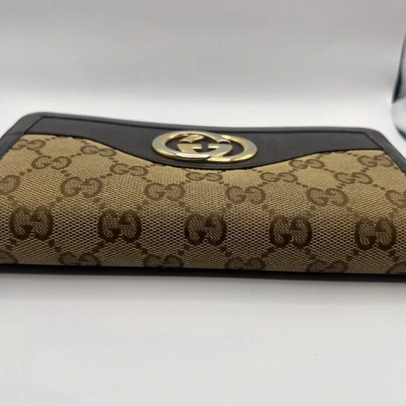 Authentic Gucci GG Canvas Leather Zip Around Wallet Interlocking G - Picture 3 of 15